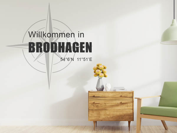 Wandtattoo Willkommen in Brodhagen mit den Koordinaten 54°6'N 11°51'E