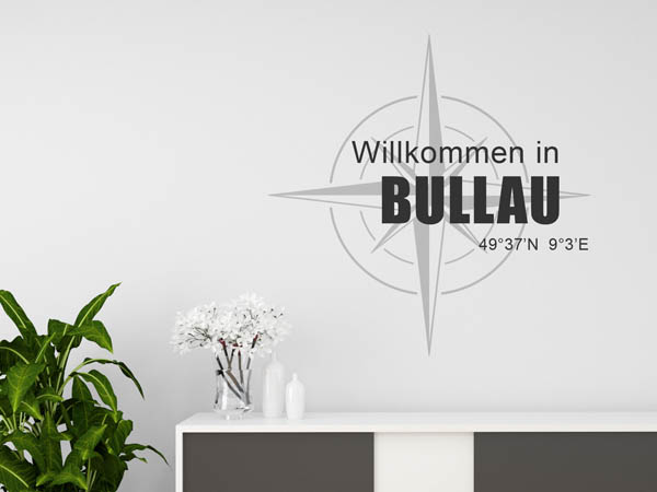 Wandtattoo Willkommen in Bullau mit den Koordinaten 49°37'N 9°3'E
