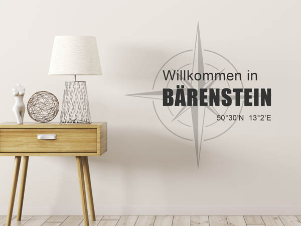 Wandtattoo Willkommen in Bärenstein mit den Koordinaten 50°30'N 13°2'E