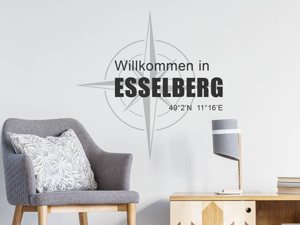 Wandtattoo Willkommen in Esselberg mit den Koordinaten 49°2'N 11°16'E