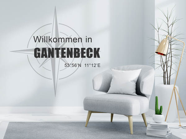 Wandtattoo Willkommen in Gantenbeck mit den Koordinaten 53°56'N 11°12'E
