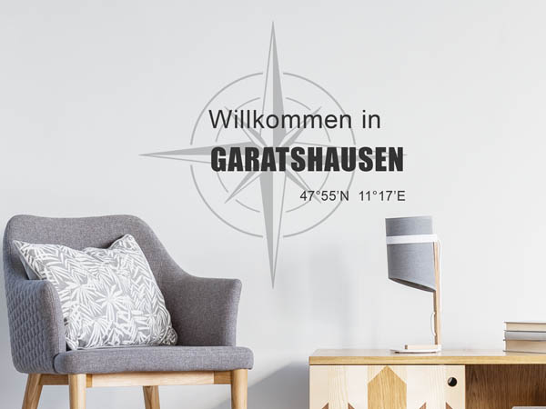Wandtattoo Willkommen in Garatshausen mit den Koordinaten 47°55'N 11°17'E