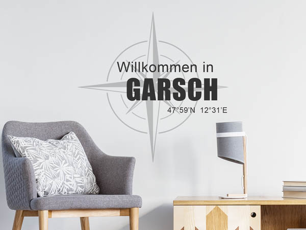 Wandtattoo Willkommen in Garsch mit den Koordinaten 47°59'N 12°31'E