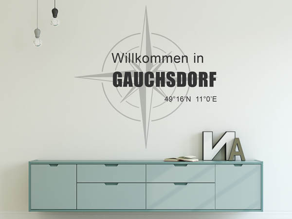 Wandtattoo Willkommen in Gauchsdorf mit den Koordinaten 49°16'N 11°0'E