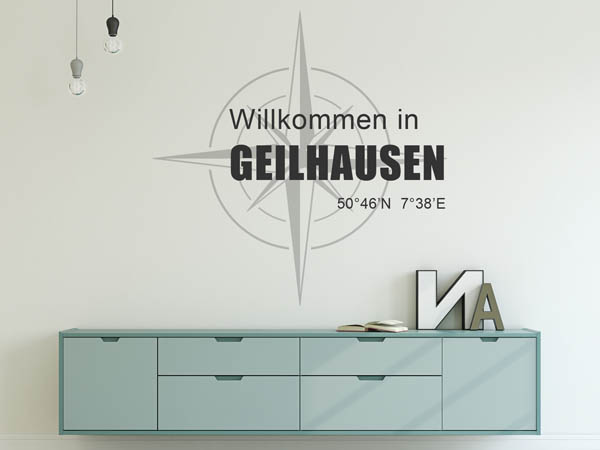 Wandtattoo Willkommen in Geilhausen mit den Koordinaten 50°46'N 7°38'E