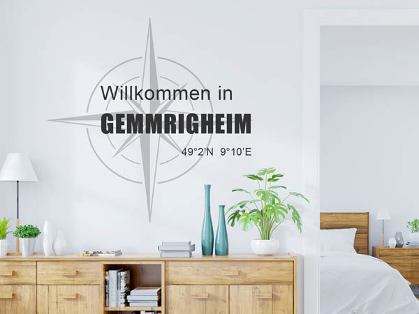 Wandtattoo Willkommen in Gemmrigheim mit den Koordinaten 49°2'N 9°10'E