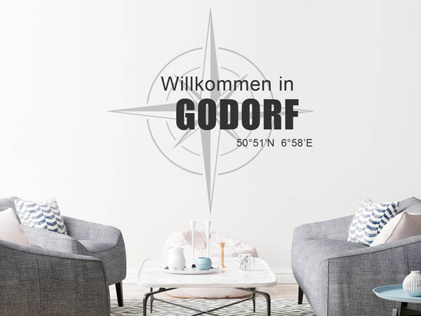 Wandtattoo Willkommen in Godorf mit den Koordinaten 50°51'N 6°58'E