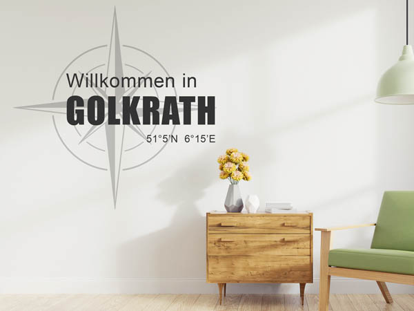 Wandtattoo Willkommen in Golkrath mit den Koordinaten 51°5'N 6°15'E