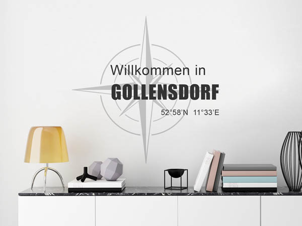 Wandtattoo Willkommen in Gollensdorf mit den Koordinaten 52°58'N 11°33'E
