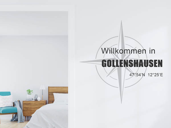 Wandtattoo Willkommen in Gollenshausen mit den Koordinaten 47°54'N 12°25'E