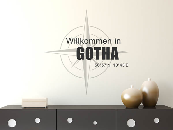 Wandtattoo Willkommen in Gotha mit den Koordinaten 50°57'N 10°43'E