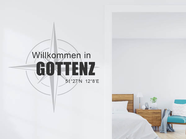 Wandtattoo Willkommen in Gottenz mit den Koordinaten 51°27'N 12°8'E