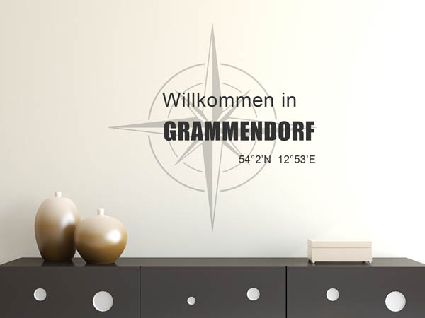 Wandtattoo Willkommen in Grammendorf mit den Koordinaten 54°2'N 12°53'E