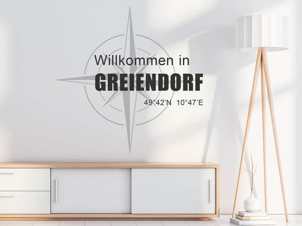 Wandtattoo Willkommen in Greiendorf mit den Koordinaten 49°42'N 10°47'E