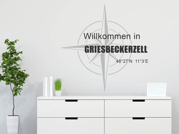 Wandtattoo Willkommen in Griesbeckerzell mit den Koordinaten 48°27'N 11°3'E