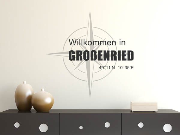 Wandtattoo Willkommen in Großenried mit den Koordinaten 49°11'N 10°35'E