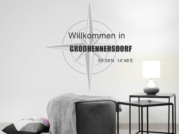 Wandtattoo Willkommen in Großhennersdorf mit den Koordinaten 50°59'N 14°48'E