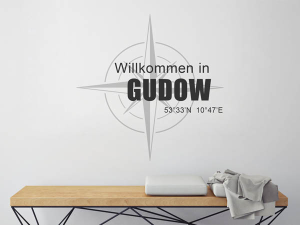 Wandtattoo Willkommen in Gudow mit den Koordinaten 53°33'N 10°47'E