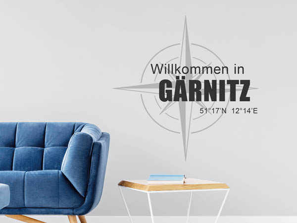 Wandtattoo Willkommen in Gärnitz mit den Koordinaten 51°17'N 12°14'E