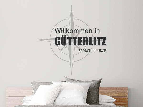 Wandtattoo Willkommen in Gütterlitz mit den Koordinaten 50°43'N 11°53'E