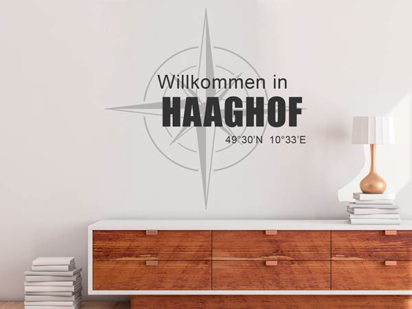 Wandtattoo Willkommen in Haaghof mit den Koordinaten 49°30'N 10°33'E