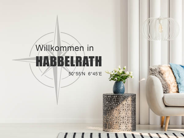 Wandtattoo Willkommen in Habbelrath mit den Koordinaten 50°55'N 6°45'E