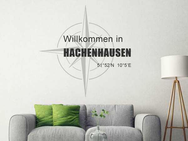 Wandtattoo Willkommen in Hachenhausen mit den Koordinaten 51°52'N 10°5'E