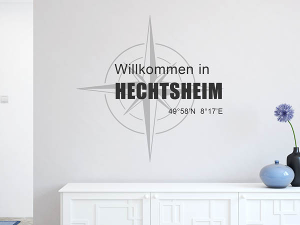 Wandtattoo Willkommen in Hechtsheim mit den Koordinaten 49°58'N 8°17'E