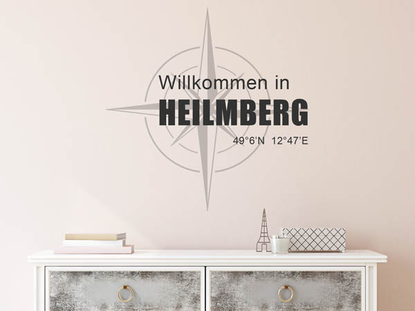 Wandtattoo Willkommen in Heilmberg mit den Koordinaten 49°6'N 12°47'E