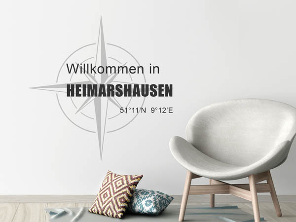 Wandtattoo Willkommen in Heimarshausen mit den Koordinaten 51°11'N 9°12'E