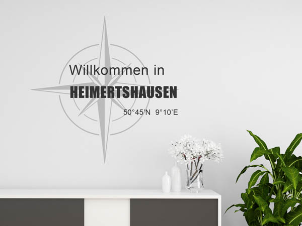 Wandtattoo Willkommen in Heimertshausen mit den Koordinaten 50°45'N 9°10'E