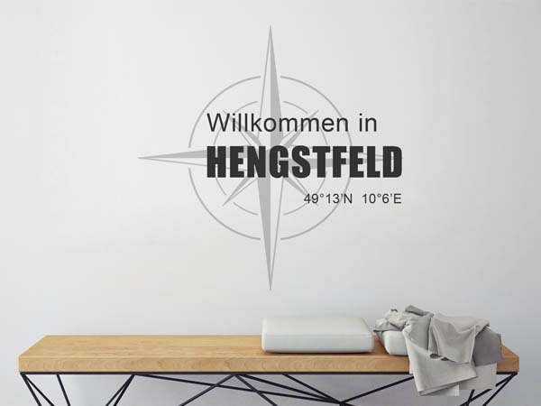 Wandtattoo Willkommen in Hengstfeld mit den Koordinaten 49°13'N 10°6'E