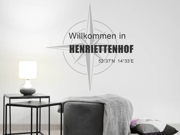 Wandtattoo Willkommen in Henriettenhof mit den Koordinaten 52°37'N 14°33'E