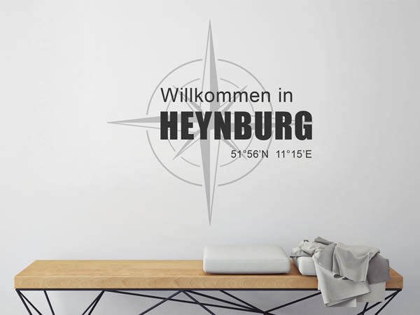Wandtattoo Willkommen in Heynburg mit den Koordinaten 51°56'N 11°15'E