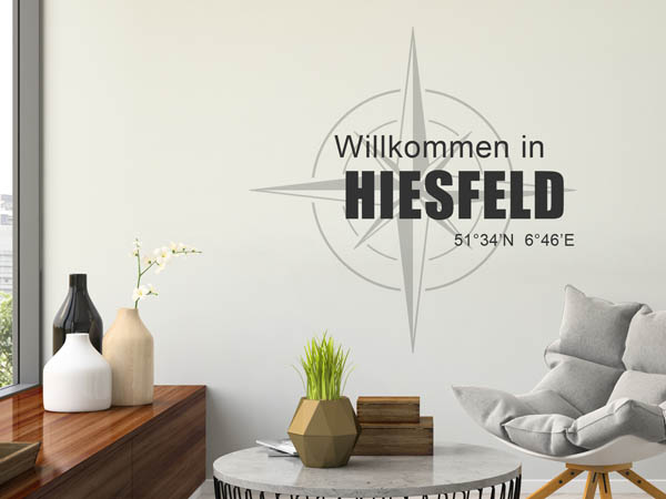 Wandtattoo Willkommen in Hiesfeld mit den Koordinaten 51°34'N 6°46'E
