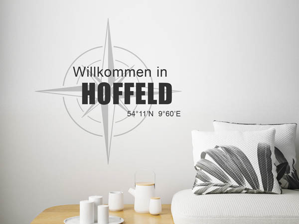 Wandtattoo Willkommen in Hoffeld mit den Koordinaten 54°11'N 9°60'E