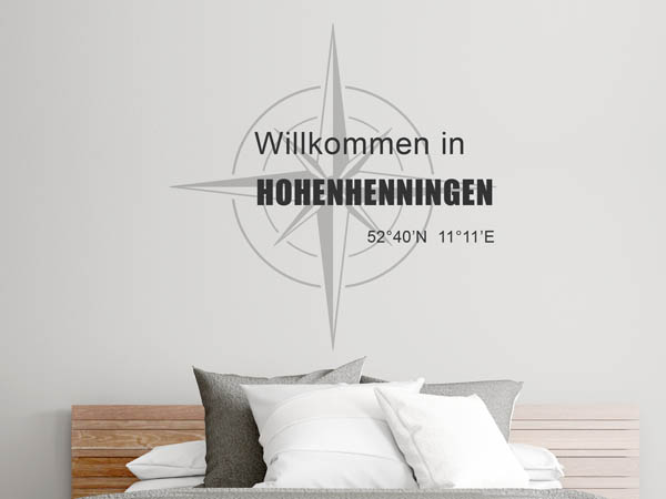 Wandtattoo Willkommen in Hohenhenningen mit den Koordinaten 52°40'N 11°11'E