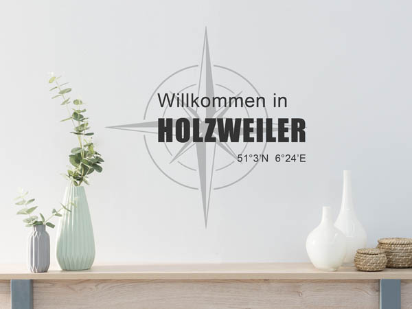 Wandtattoo Willkommen in Holzweiler mit den Koordinaten 51°3'N 6°24'E