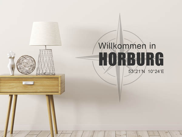 Wandtattoo Willkommen in Horburg mit den Koordinaten 53°21'N 10°24'E