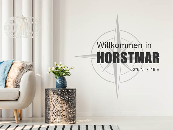 Wandtattoo Willkommen in Horstmar mit den Koordinaten 52°6'N 7°18'E