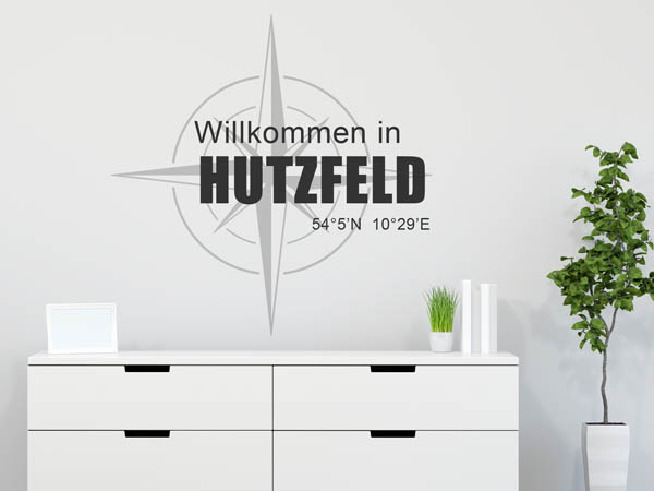 Wandtattoo Willkommen in Hutzfeld mit den Koordinaten 54°5'N 10°29'E