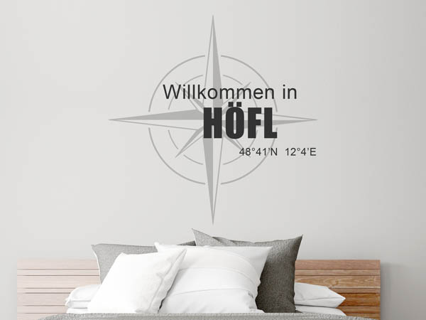 Wandtattoo Willkommen in Höfl mit den Koordinaten 48°41'N 12°4'E