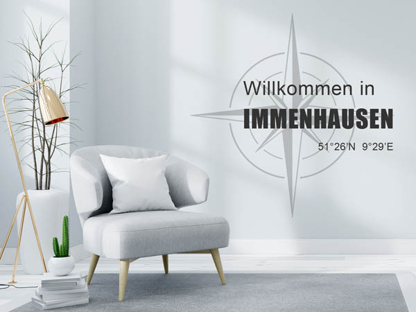 Wandtattoo Willkommen in Immenhausen mit den Koordinaten 51°26'N 9°29'E