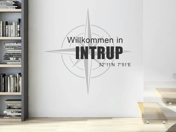 Wandtattoo Willkommen in Intrup mit den Koordinaten 52°11'N 7°51'E