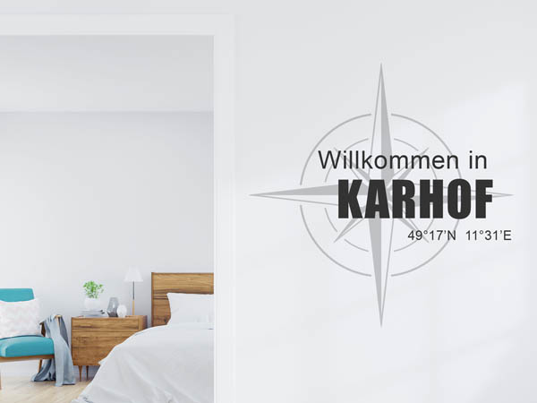 Wandtattoo Willkommen in Karhof mit den Koordinaten 49°17'N 11°31'E