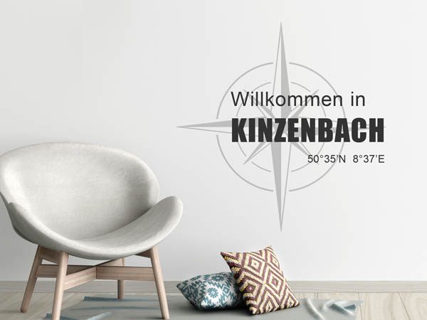 Wandtattoo Willkommen in Kinzenbach mit den Koordinaten 50°35'N 8°37'E