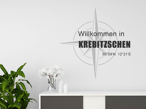 Wandtattoo Willkommen in Krebitzschen mit den Koordinaten 50°59'N 12°21'E