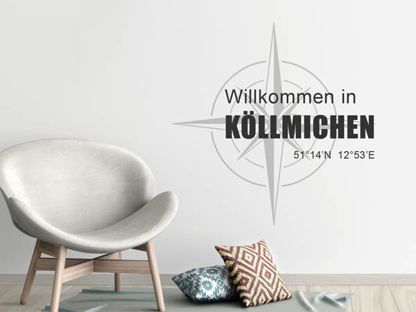 Wandtattoo Willkommen in Köllmichen mit den Koordinaten 51°14'N 12°53'E