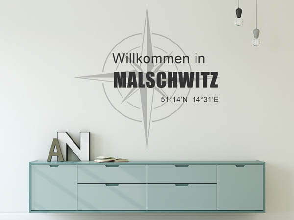 Wandtattoo Willkommen in Malschwitz mit den Koordinaten 51°14'N 14°31'E