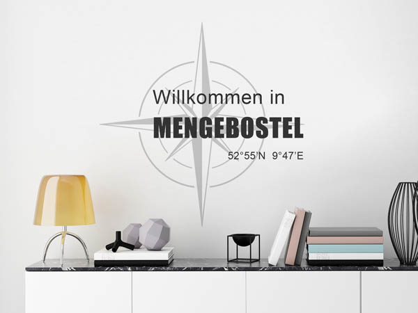 Wandtattoo Willkommen in Mengebostel mit den Koordinaten 52°55'N 9°47'E